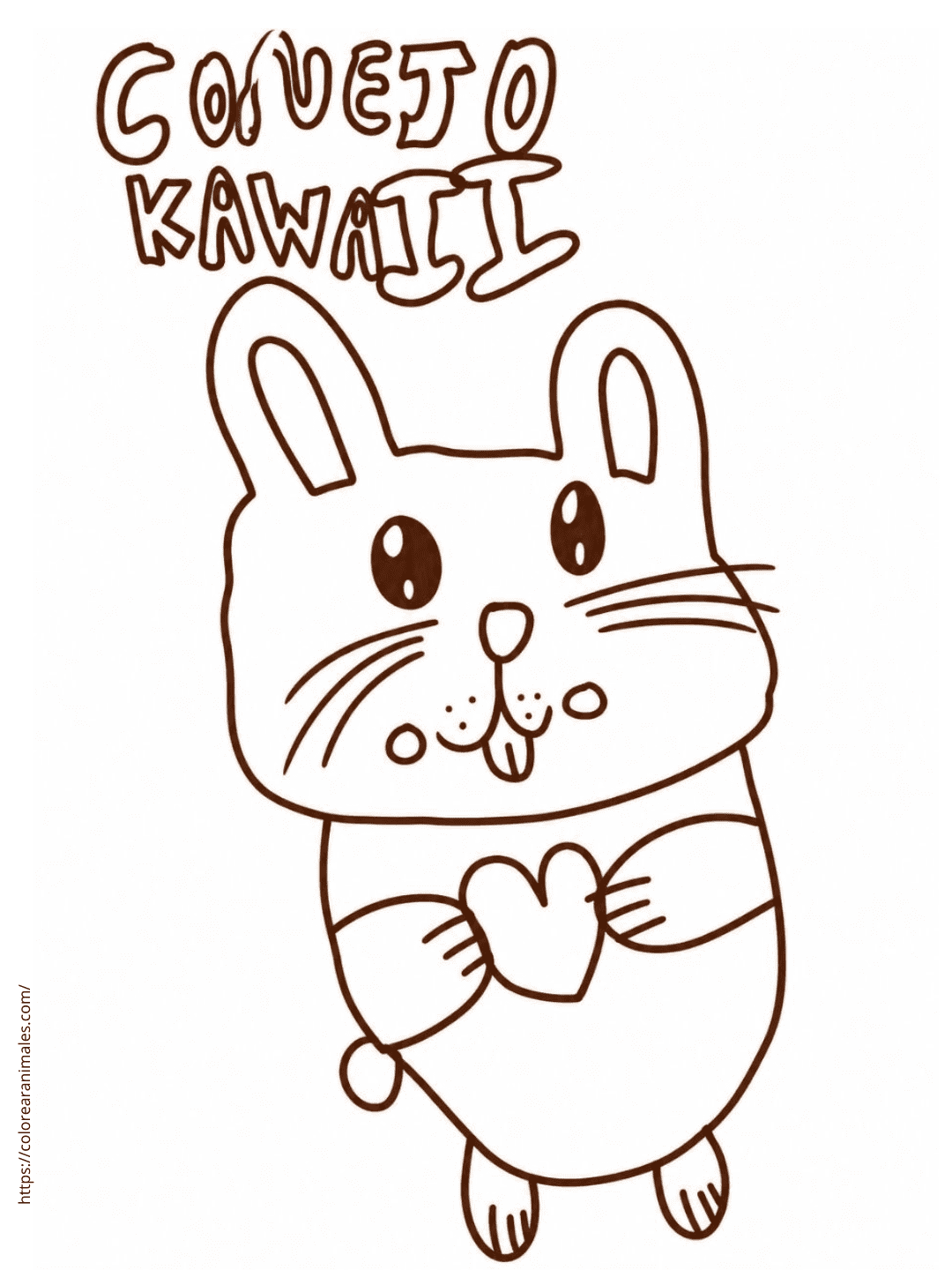conejo kawaii para colorear dibujado a mano por Emma de 8 años