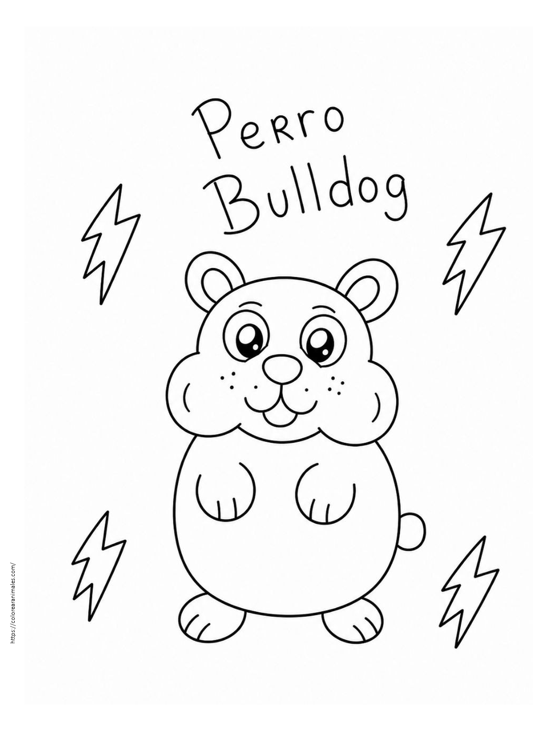 Perro bulldog para colorear — dibujado por Lara