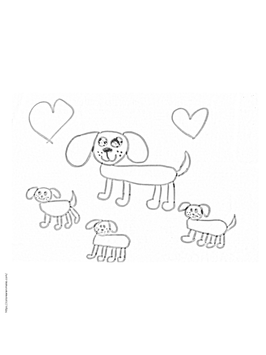 dibujo de perro cachorro para colorear, cachorrito tierno hecho a mano para ninos