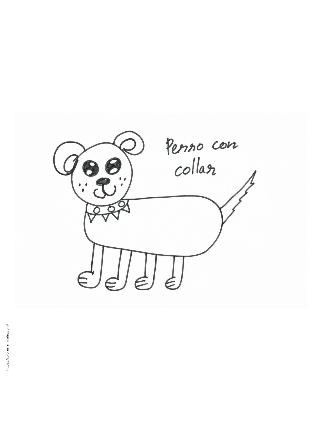 Perro con collar sencillo para colorear — dibujado por Lara