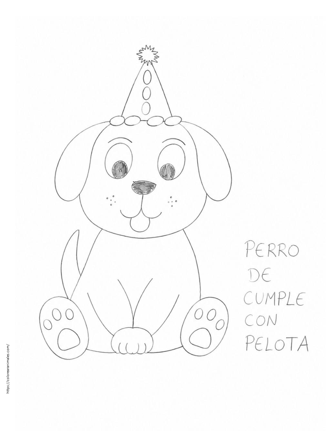 Perro de cumpleaños para colorear