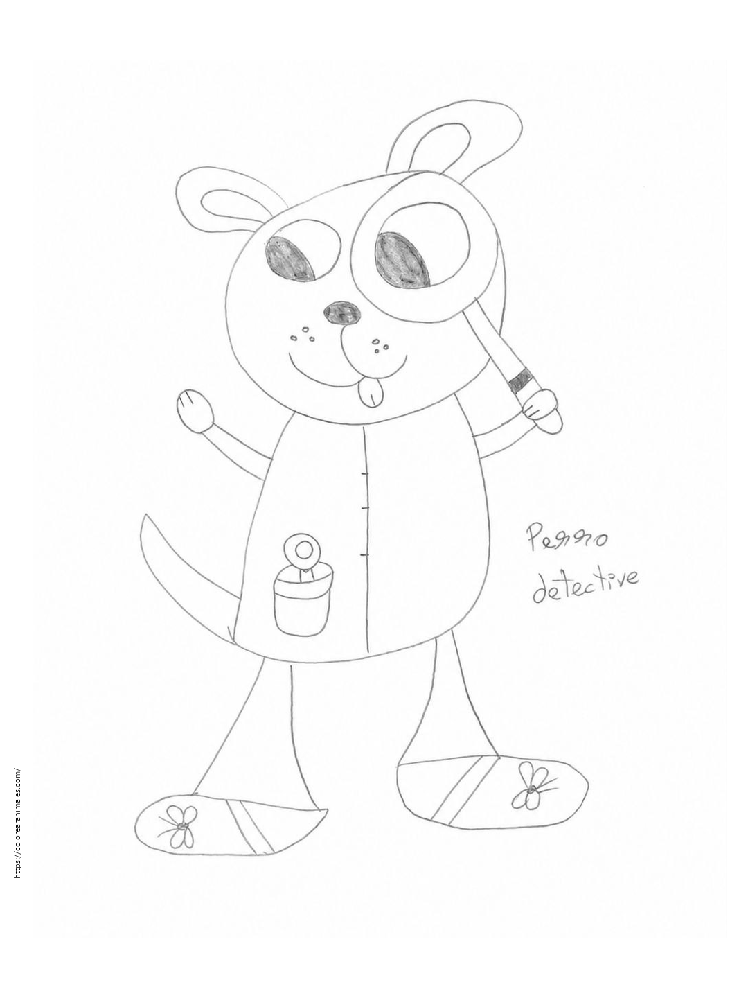 Perro detective para colorear