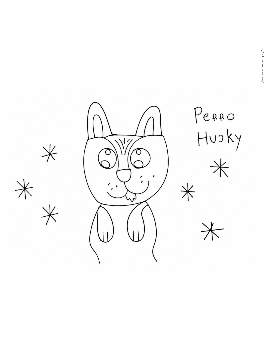 Perro Husky Siberiano para colorear — dibujado por Lara