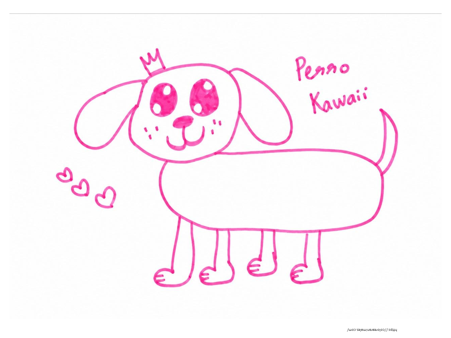 Perro kawaii sonriente para colorear — dibujado por Lara