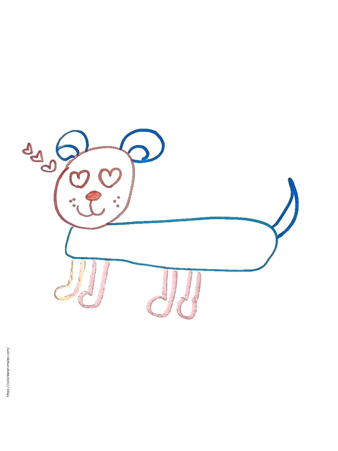 dibujo de perro kawaii para colorear, perrito con ojos grandes estilo kawaii hecho a mano