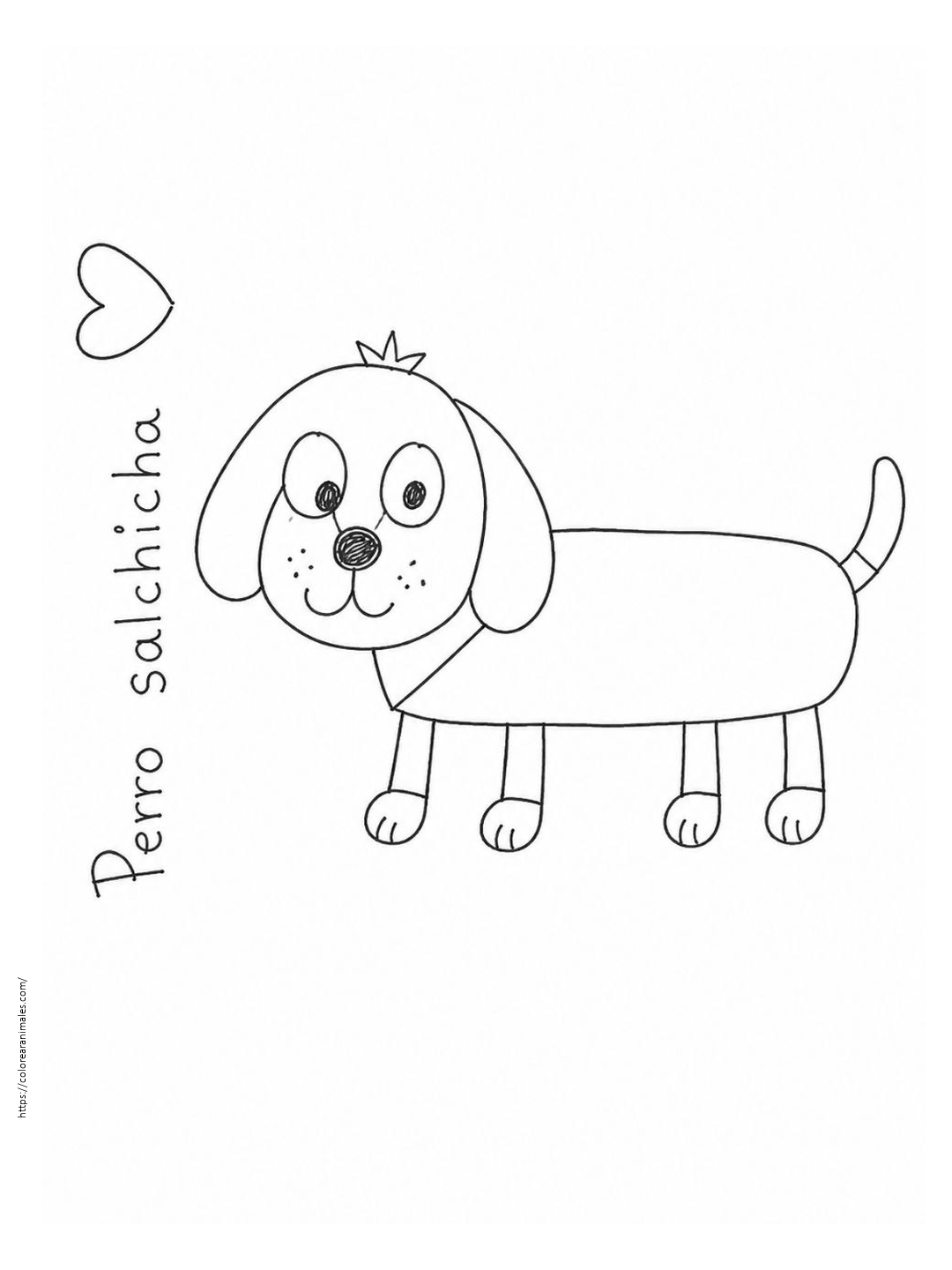 Perro salchicha para colorear — dibujado por Lara