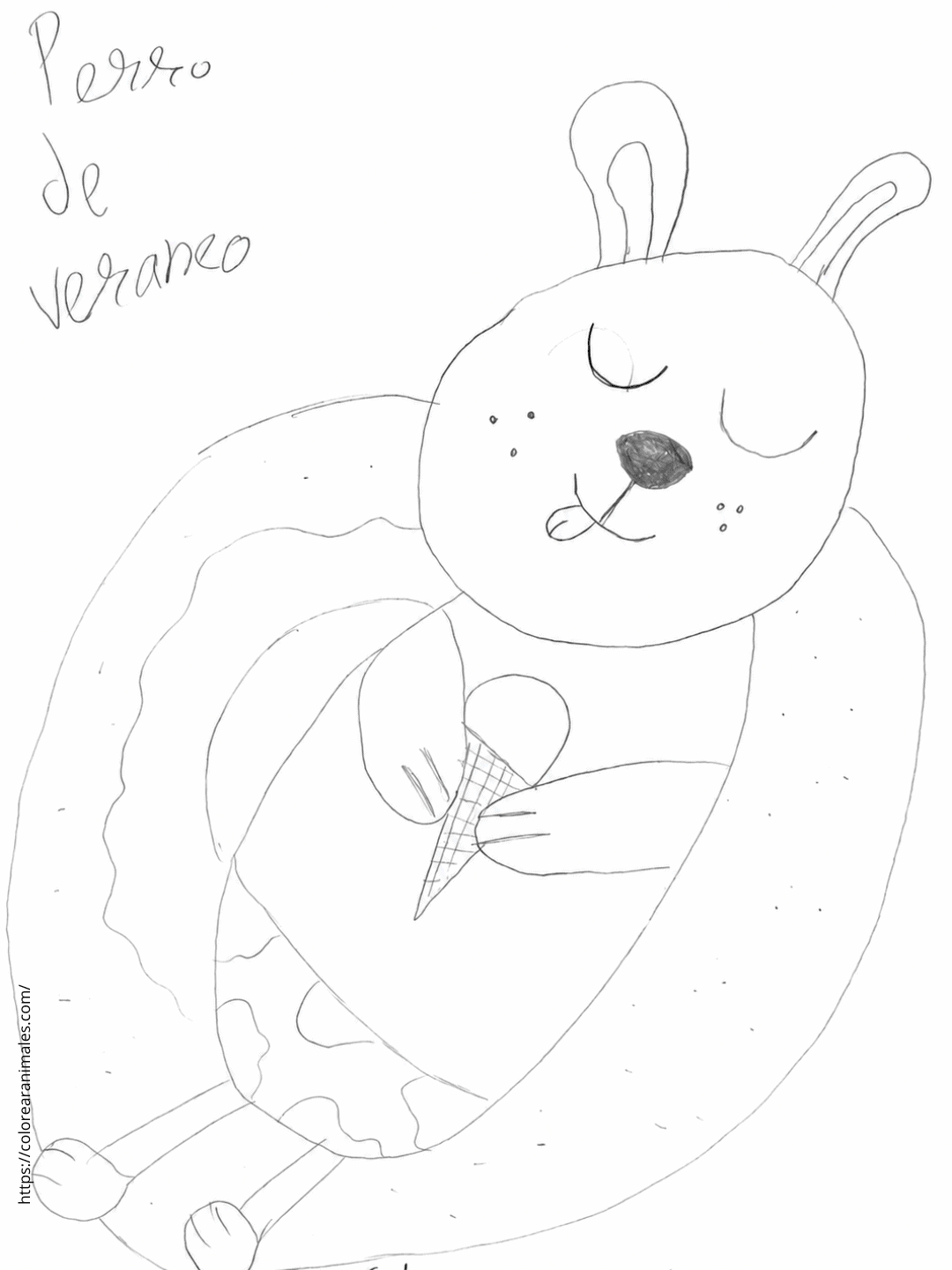 Perro de veraneo para colorear