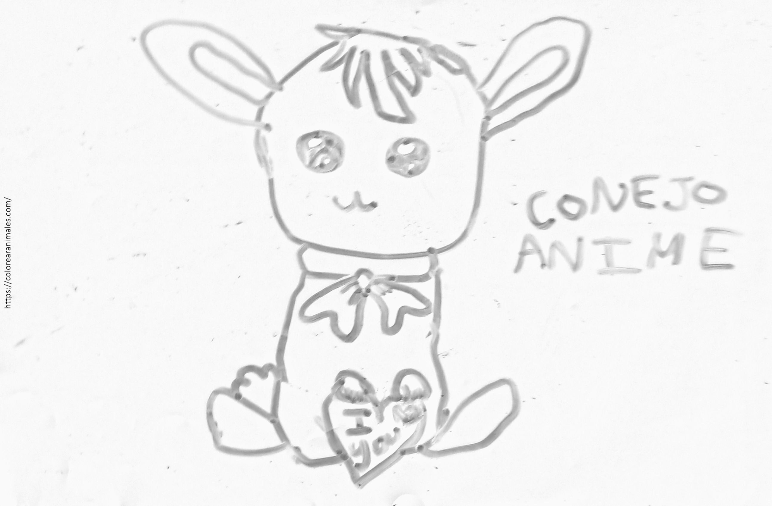 Conejo anime kawaii para colorear e imprimir gratis