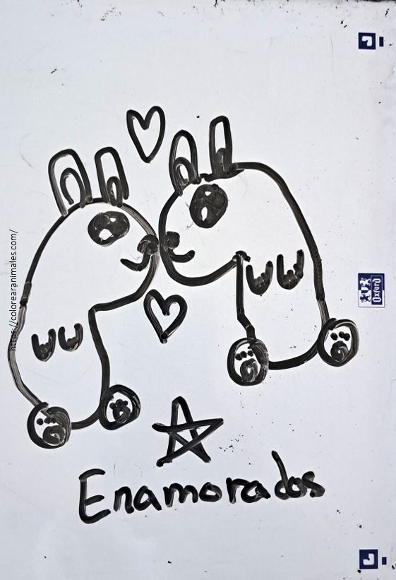 Conejos enamorados para colorear, dibujo de San Valentín