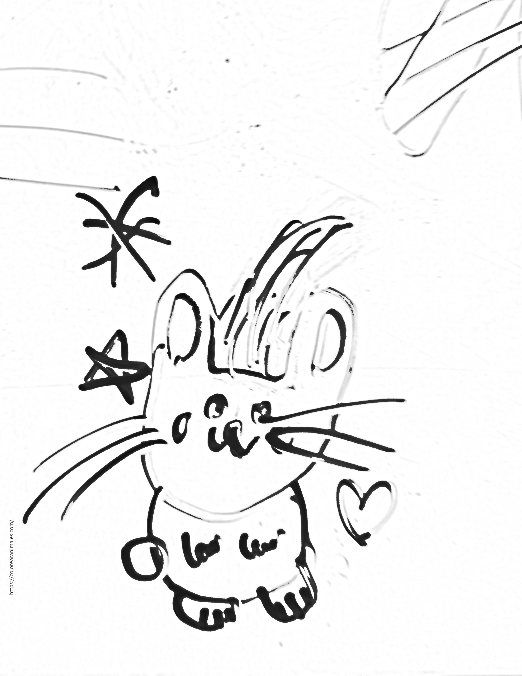 conejo bebé kawaii para colorear, dibujo pequeño y tierno para niños