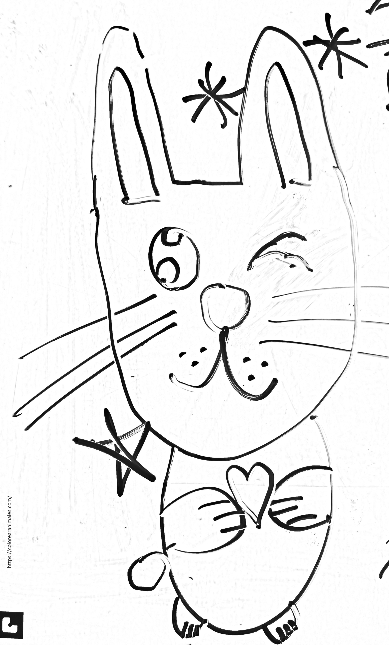 conejo kawaii guiñando el ojo para colorear e imprimir, dibujo para niños