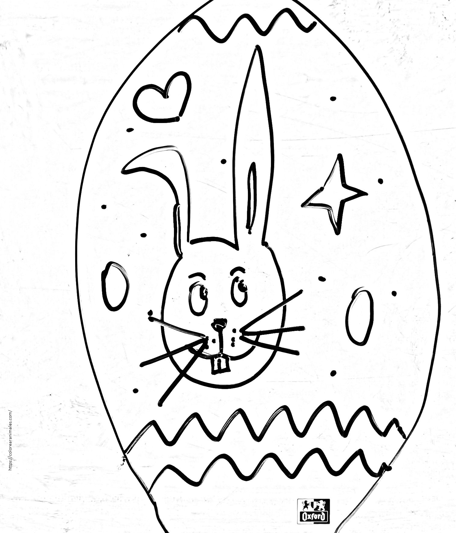 cara de conejo de Pascua en un huevo decorado para colorear e imprimir gratis