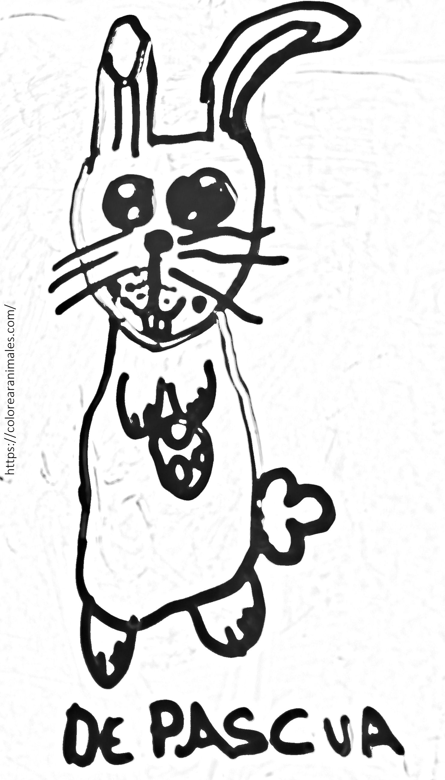 Dibujo para colorear de un conejo de Pascua de pie con trazo sencillo