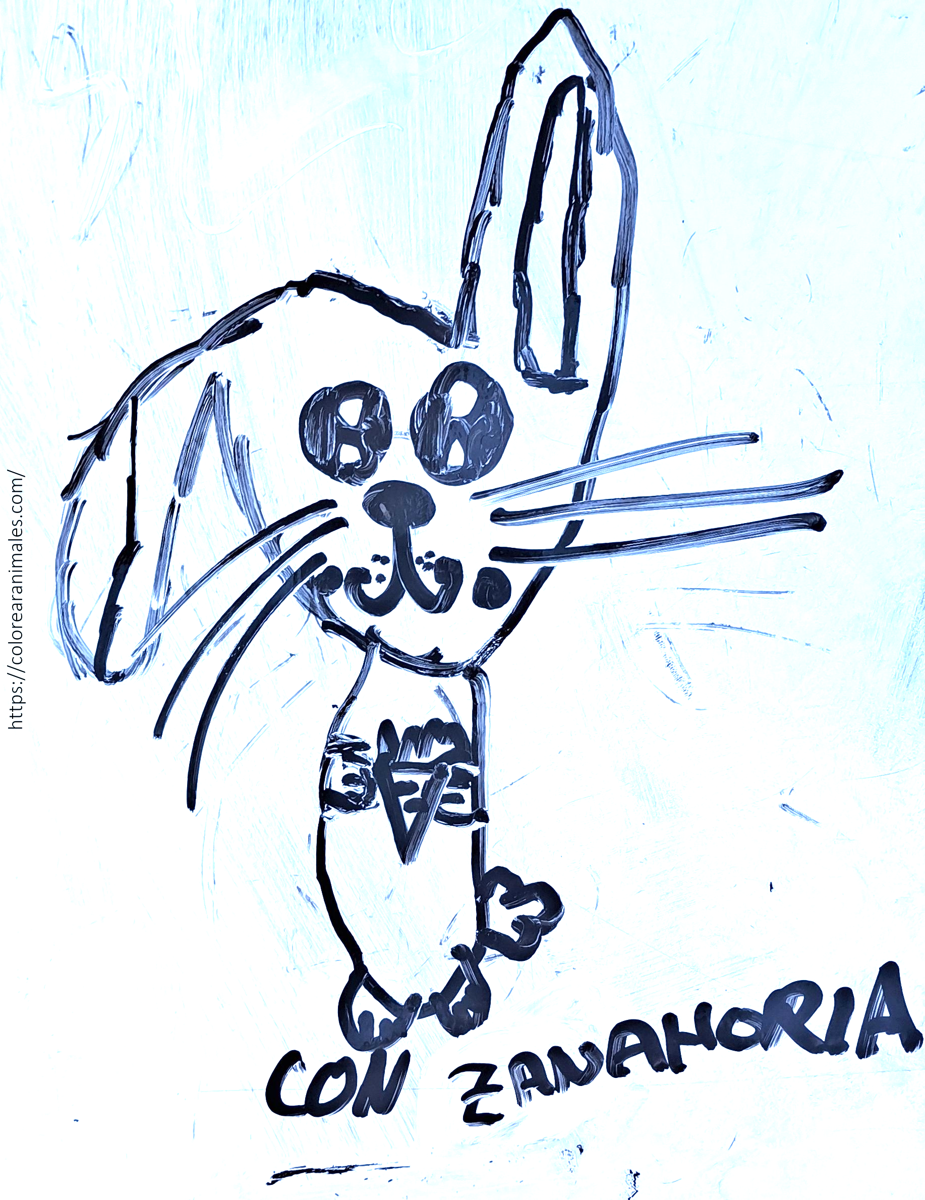 Dibujo para colorear de un conejo sujetando una zanahoria