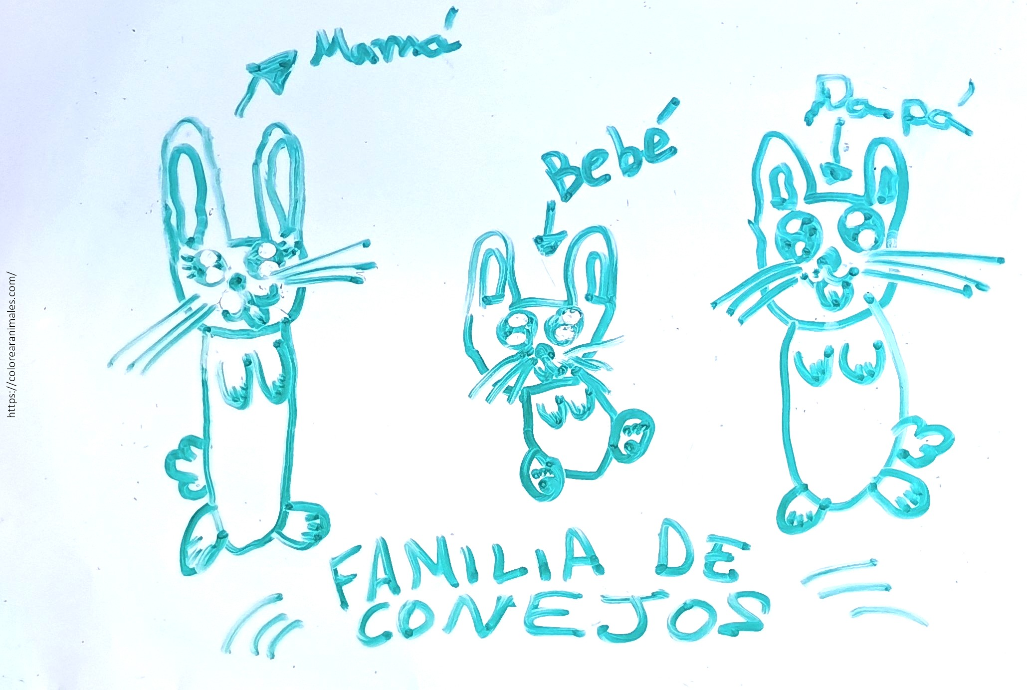 Familia de conejitos para colorear e imprimir gratis