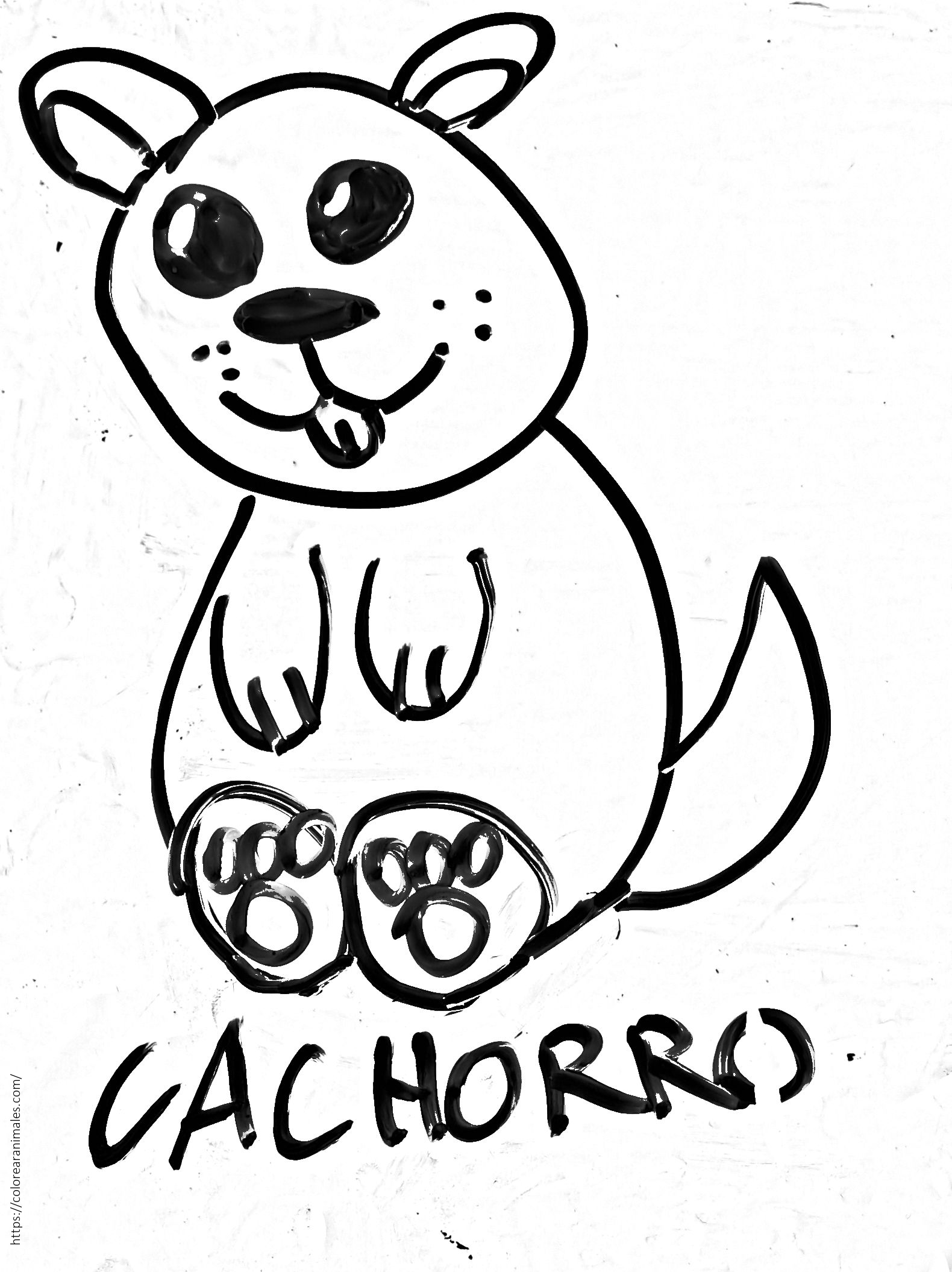 Cachorro de perro sentado y tierno para colorear