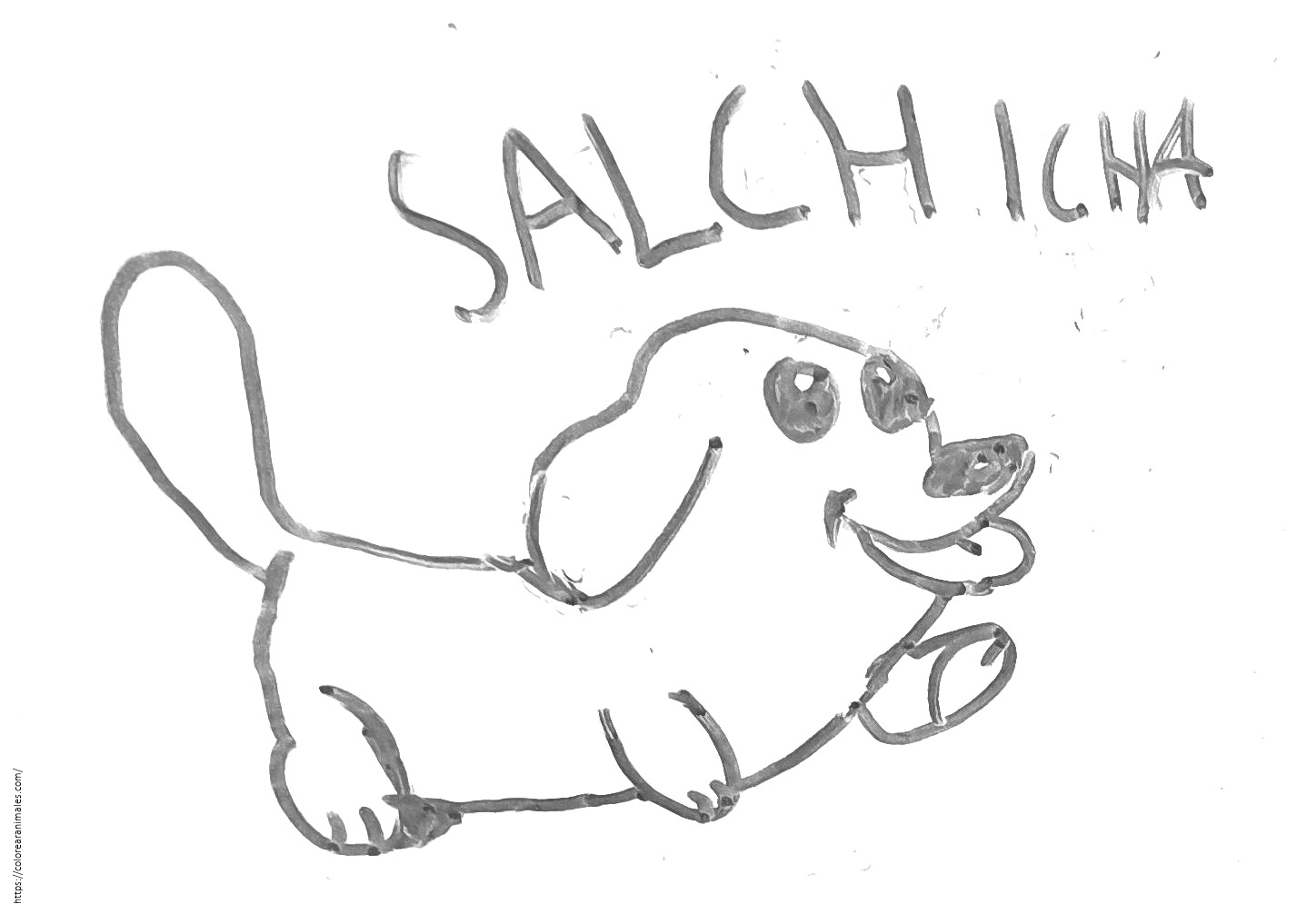 Perro salchicha corriendo para colorear