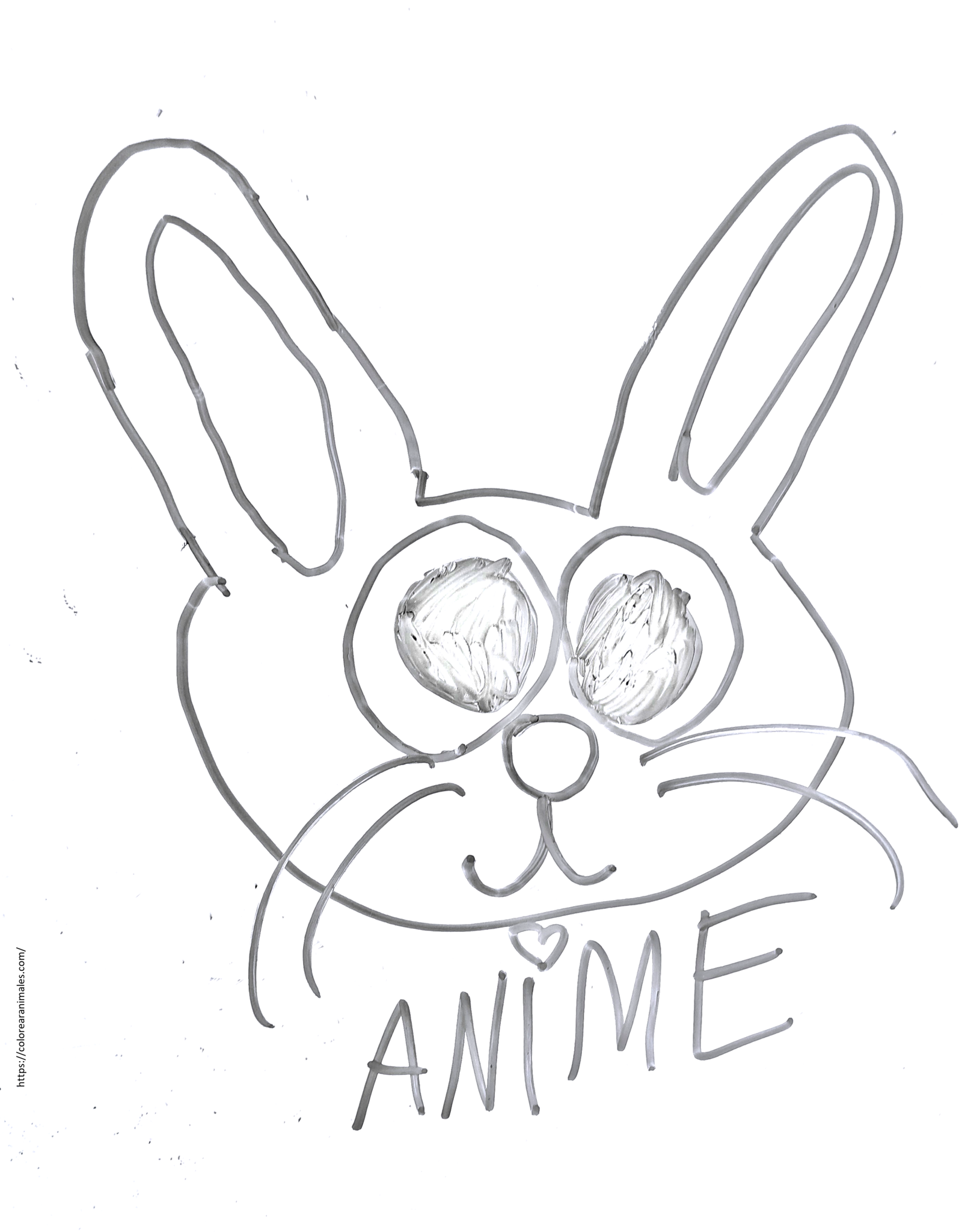 dibujo de cara de conejo anime con ojos grandes para colorear, estilo manga adorable para ninos