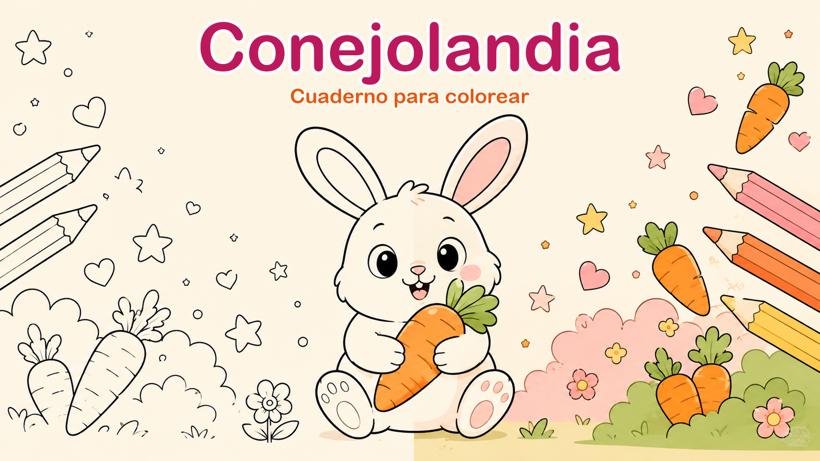 Cuaderno Conejolandia de conejos para colorear e imprimir en PDF