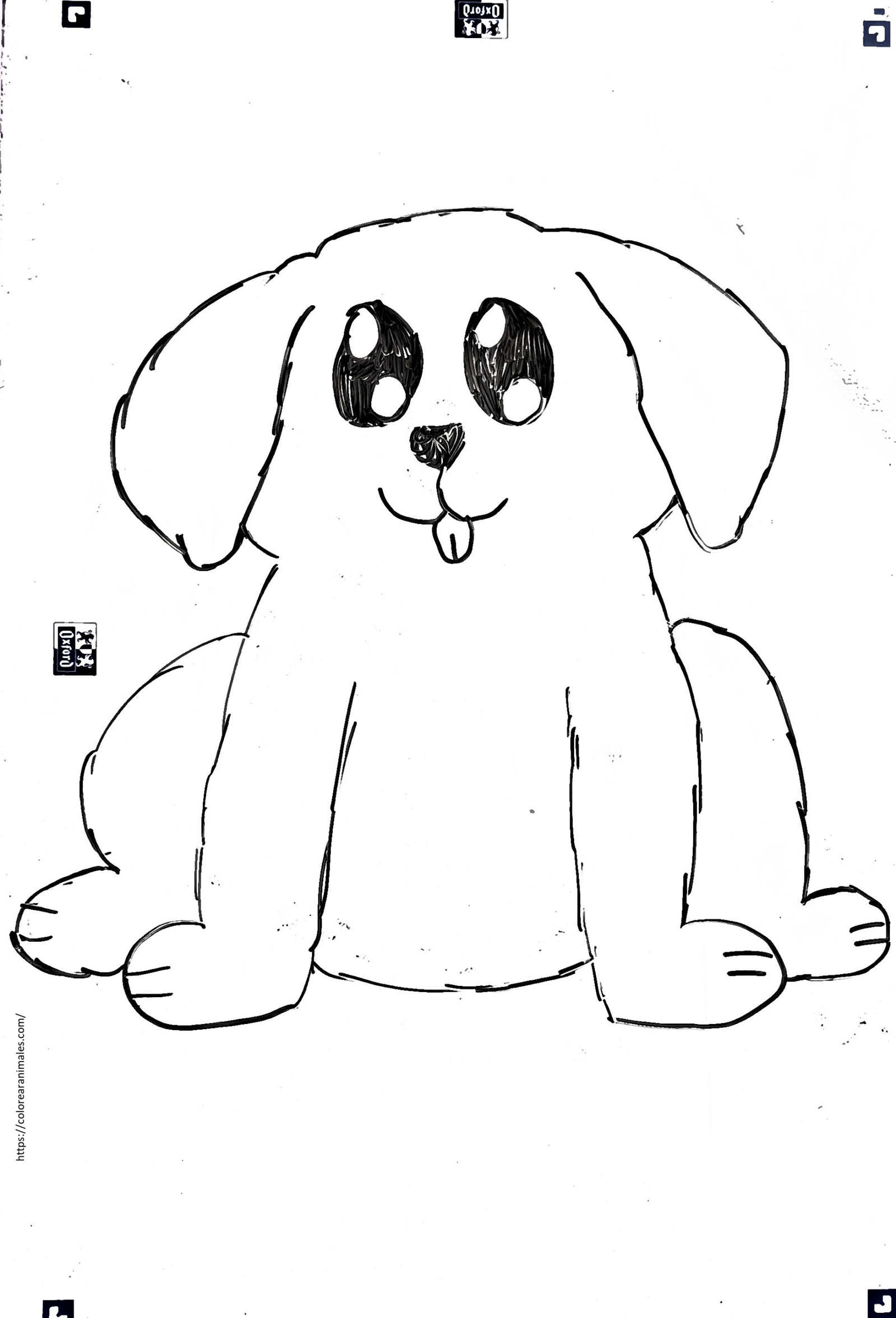 Cachorro peludo con lengua fuera para colorear, dibujo de Lara