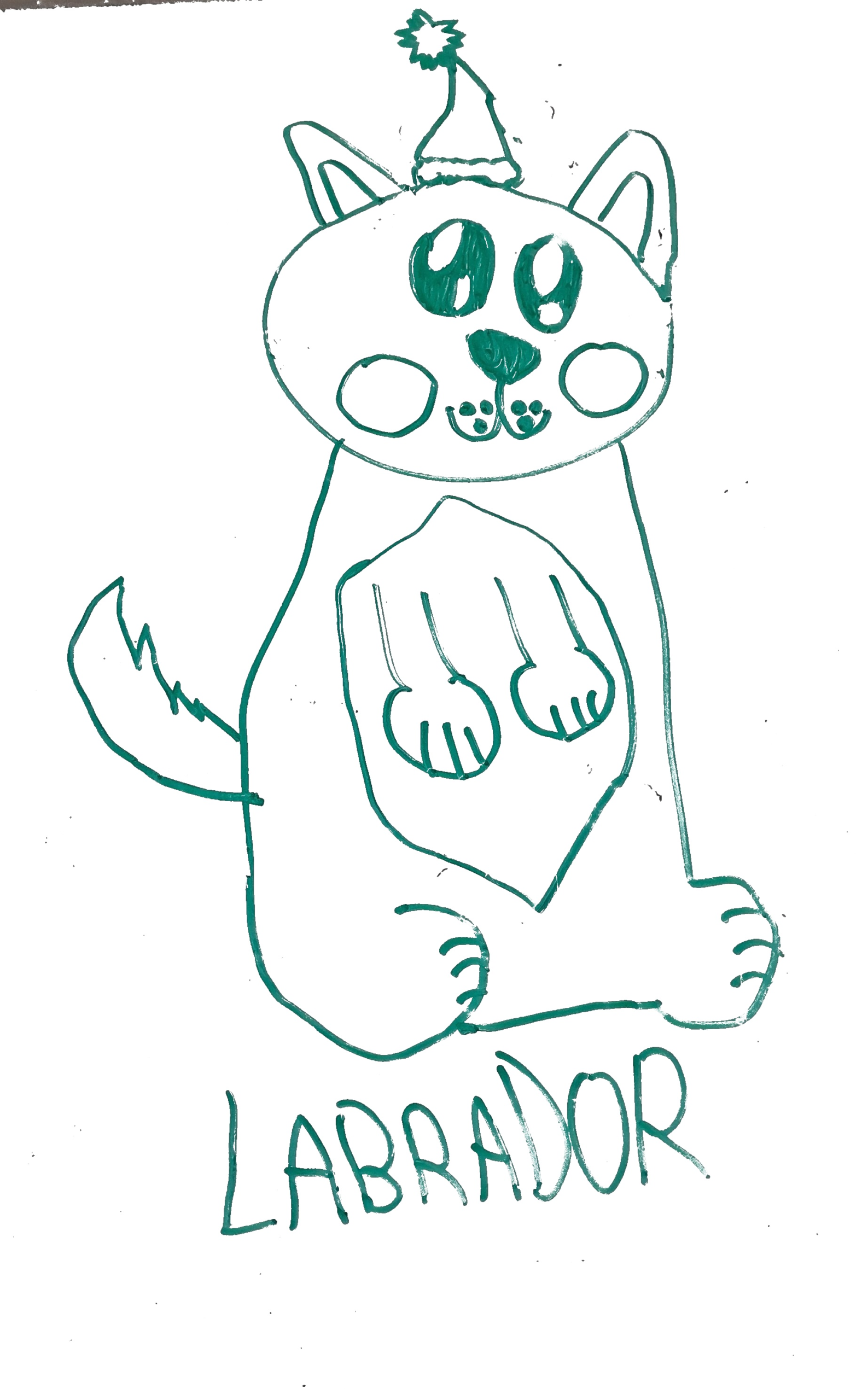 dibujo de labrador con gorro de fiesta para colorear, perrito de cumpleanos para ninos