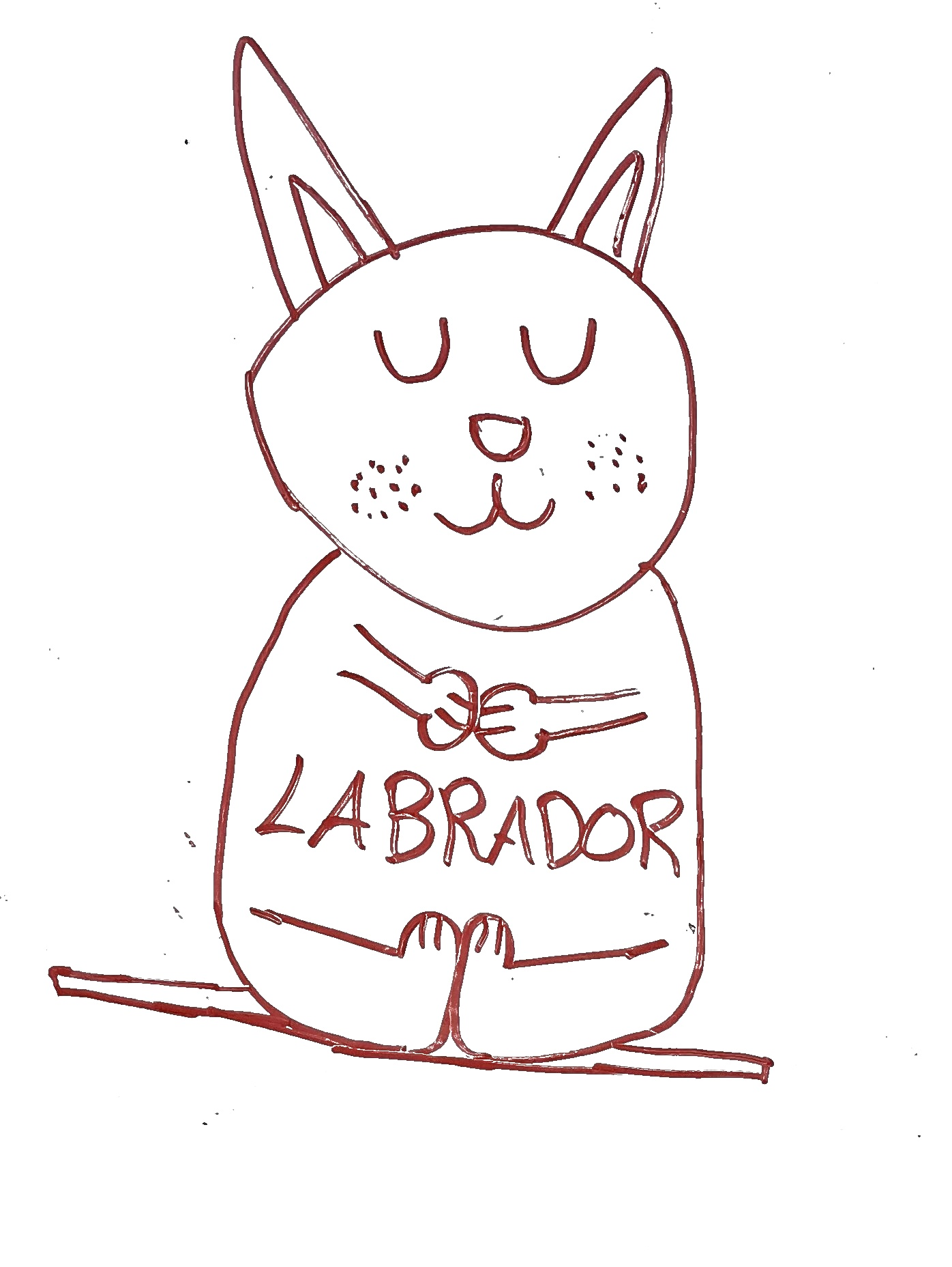 dibujo de labrador meditando sentado en una rama para colorear, perrito tranquilo para ninos